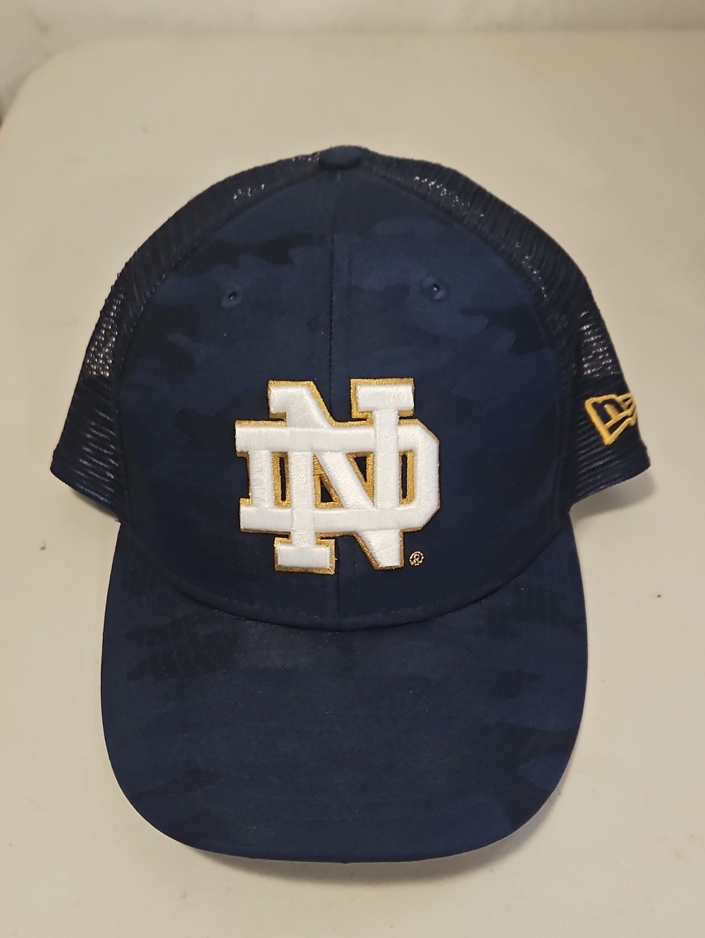 Notre Dame New Era Camo Trucker Hat